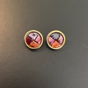 Vintage Gold and Resin Clip On Earrings